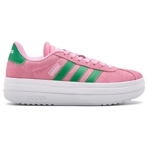 Adidas VL Court Bold Platform Sneakers NEW Pink Suede Green